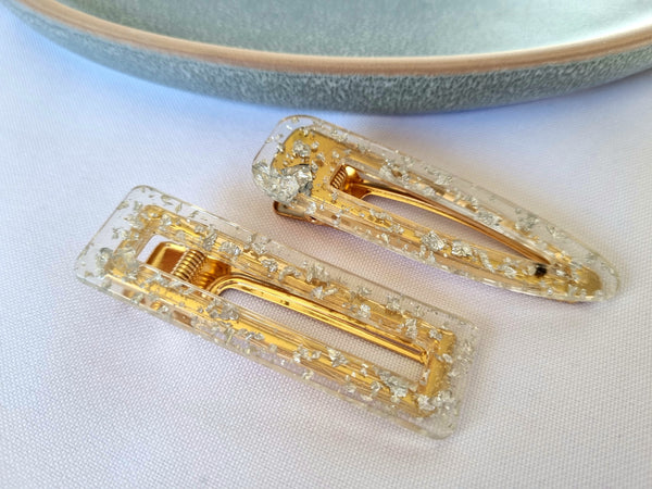 Silver Acrylic Hairclips