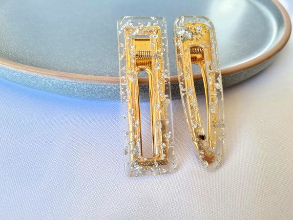 Silver Acrylic Hairclips