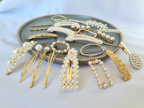 Pearl &amp; Golden Hairclips