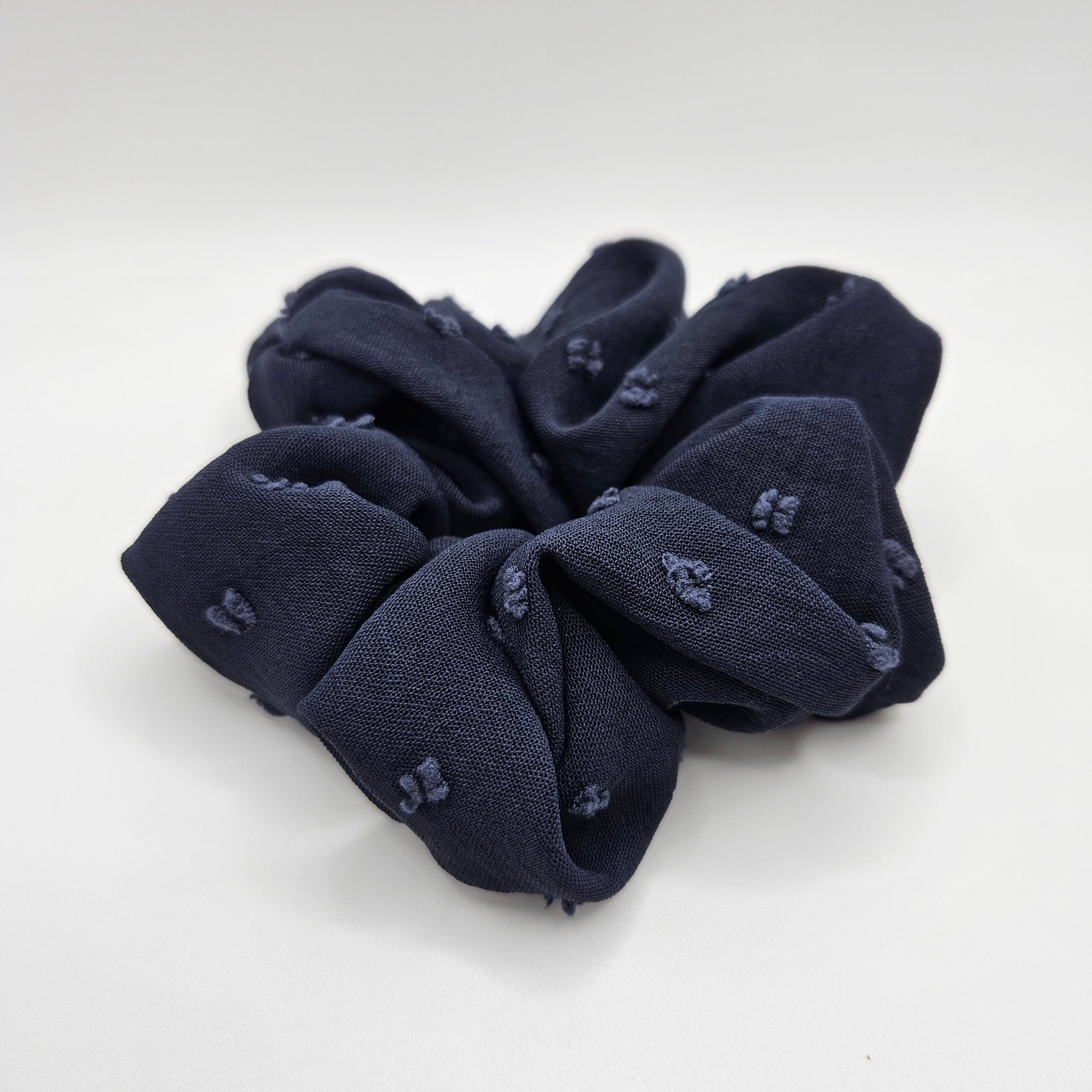 Navy Textured Scrunchies