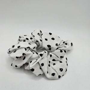 White with Black Polka Dot Scrunchies