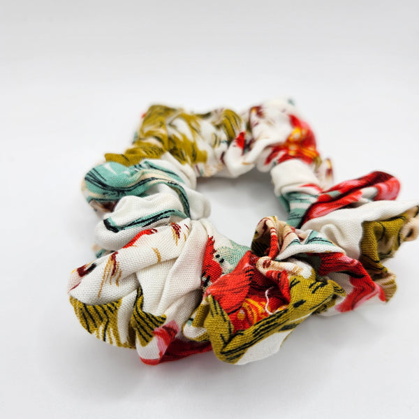 Red, Green & White Flower Scrunchies