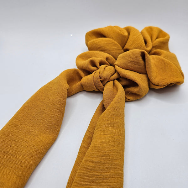 Mustard Bow-Tie Scrunchies