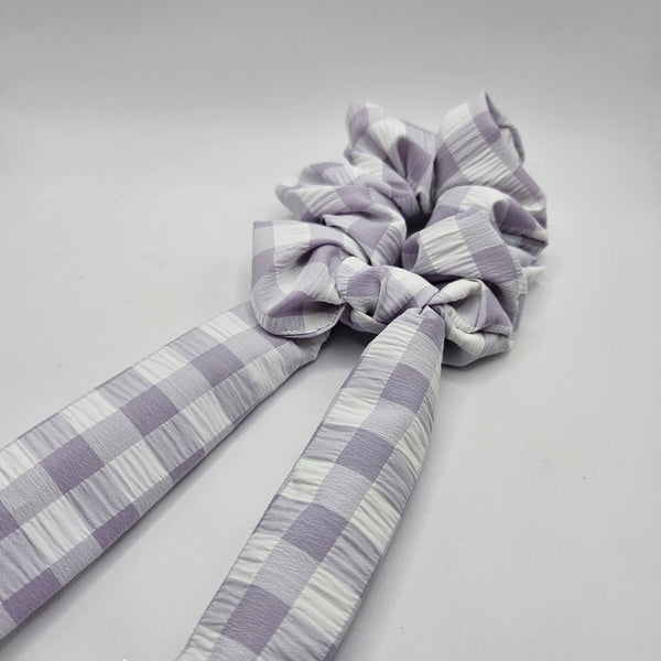 Purple Check Bow-Tie Scrunchies