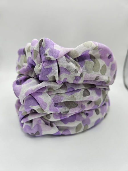 Purple & Grey Floral Alice Band