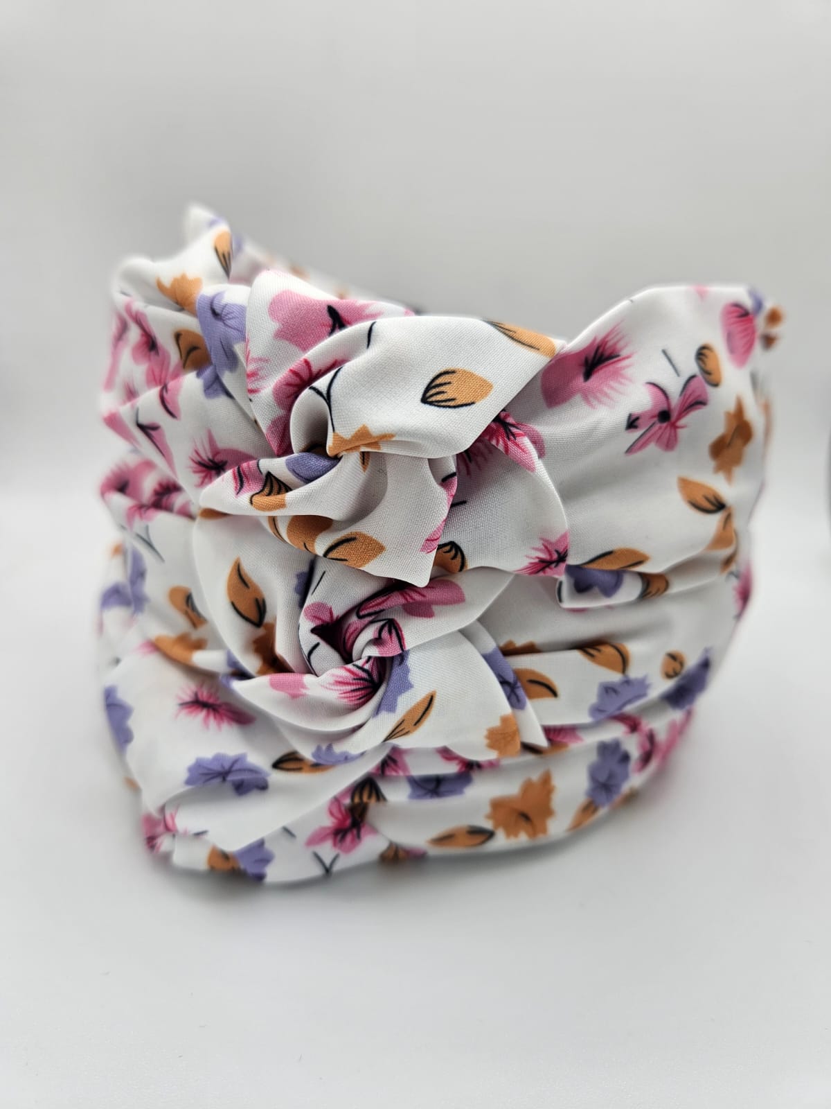 White with Pink & Purple Floral Alice Band