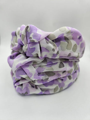 Purple & Grey Floral Alice Band