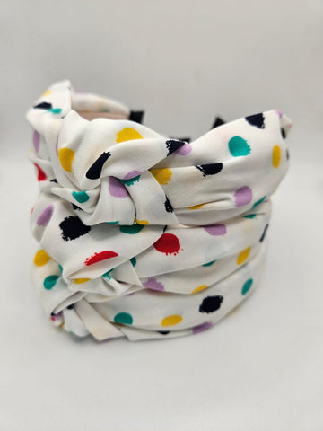 White Multi Colour Polkadot Alice Band