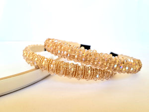 Thick Champagne Beige Crystal Alice Band