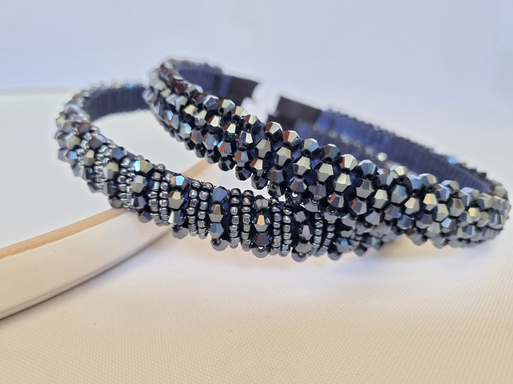 Thick Navy Crystal Alice Band