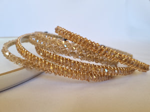 Thin Champagne Beige Crystal Alice Band