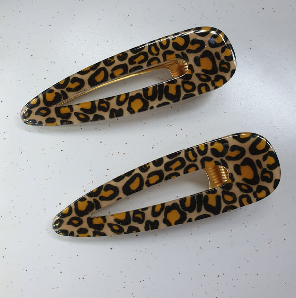 Black & Brown Leopard Print Hairclips