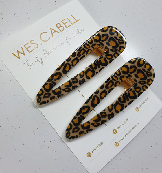 Black & Brown Leopard Print Hairclips