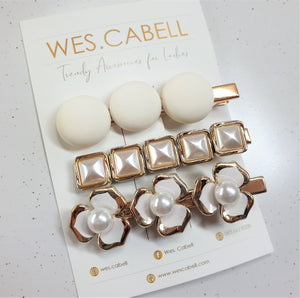 White Hairclip Sets