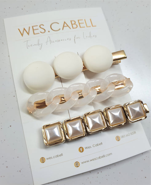 White Hairclip Sets