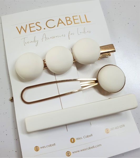 White Hairclip Sets