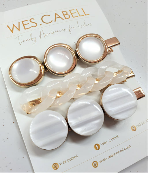 White Hairclip Sets