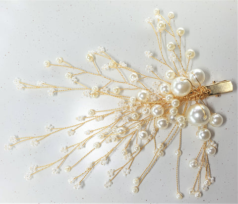 Golden Pearly Bridal Hairclip