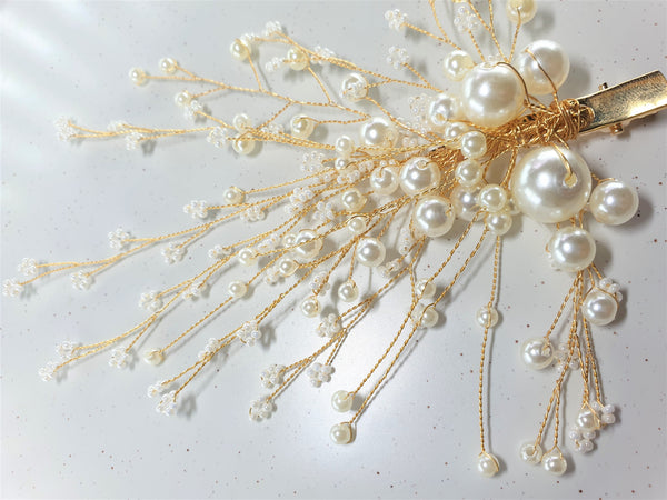 Golden Pearly Bridal Hairclip