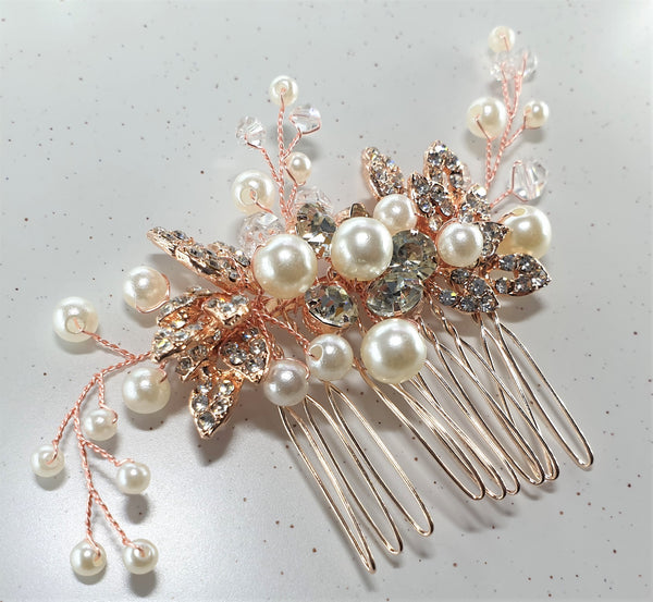 Rose Gold Bridal Hair Combs