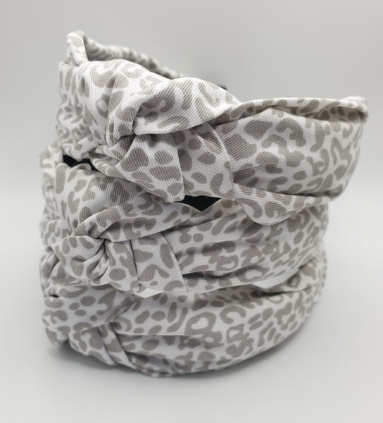 Grey and White Leopard Print Alice Band